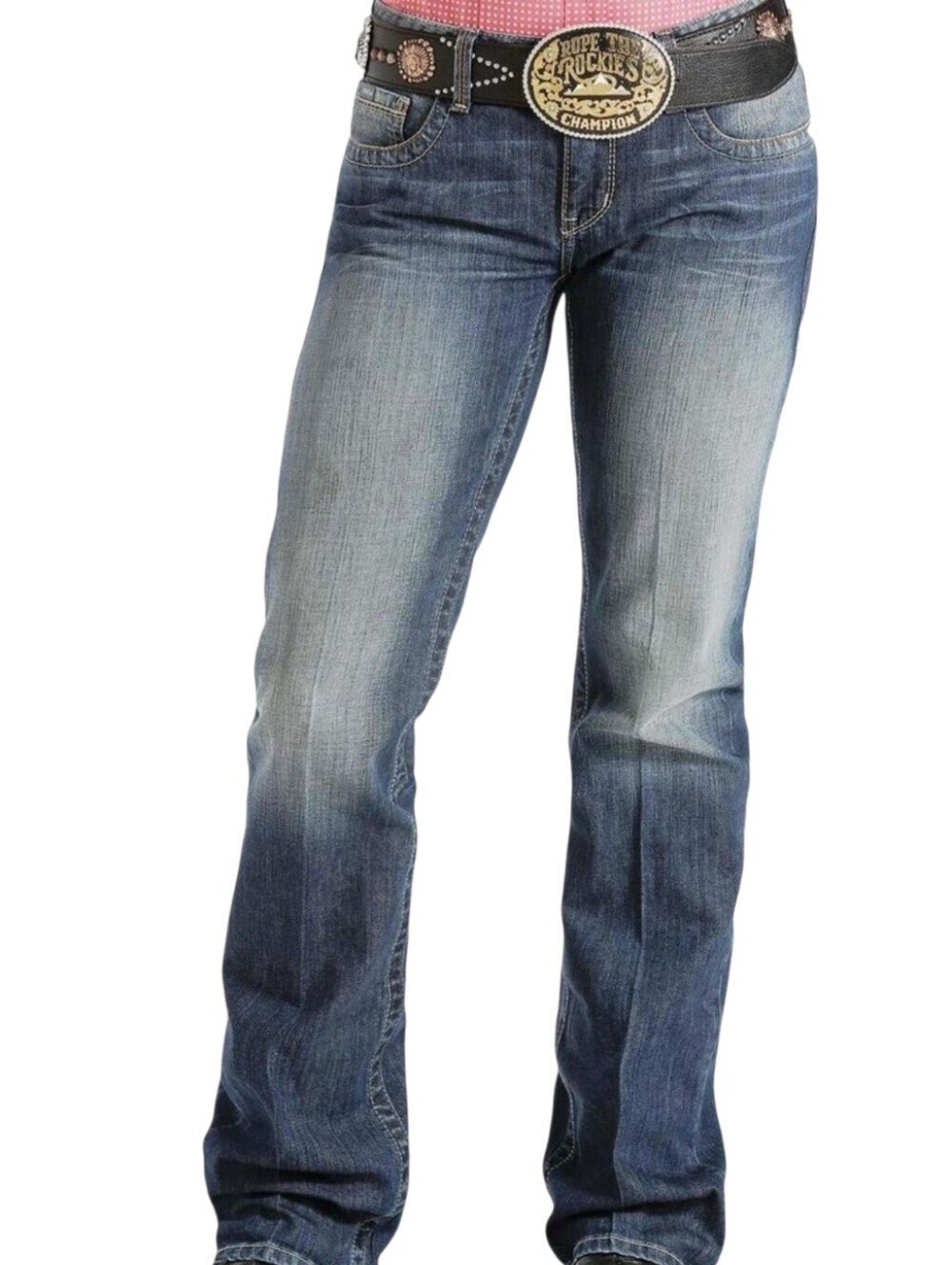 Cinch Women's Ada Relaxed Fit Bootcut Jeans Med Stonewash Size 31/11R Whiskering
